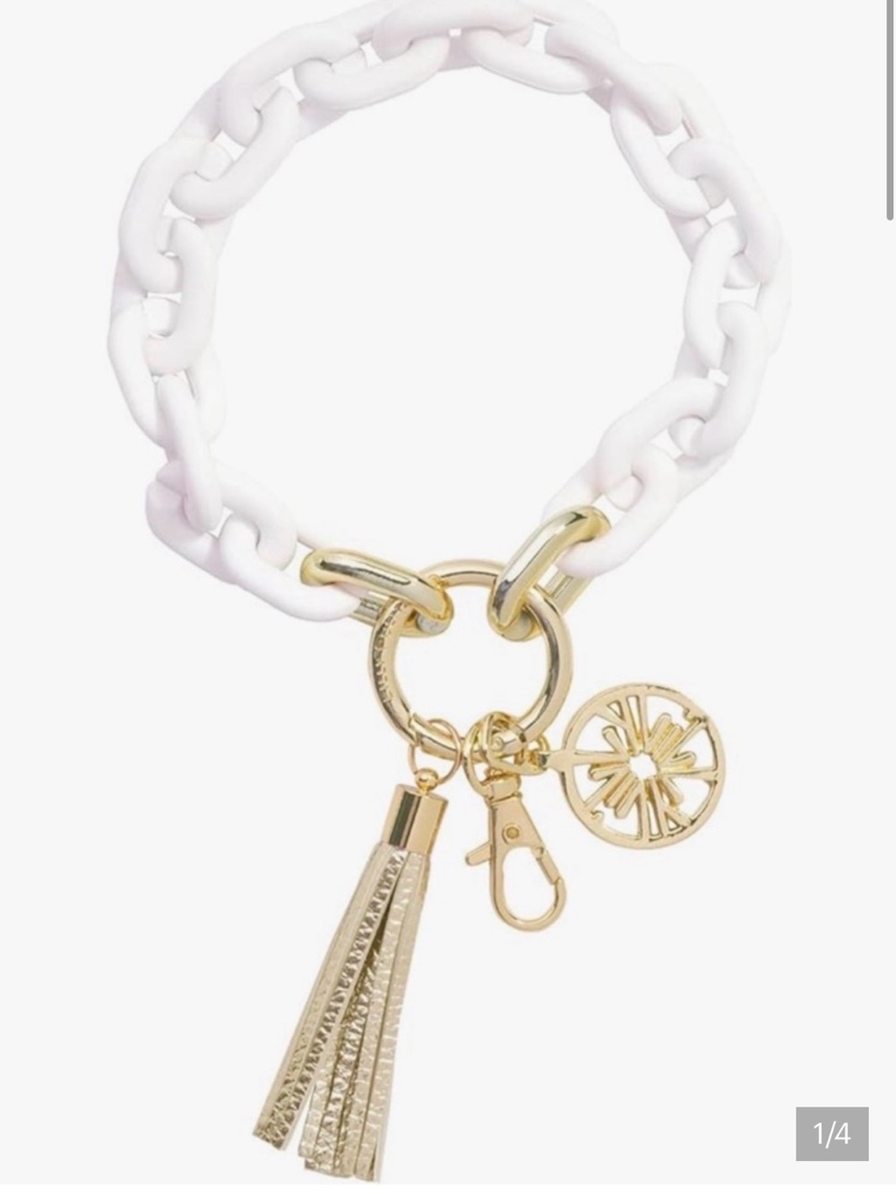 Lilly Pulitzer Gold & White Chain Tassel Charm Bracelet